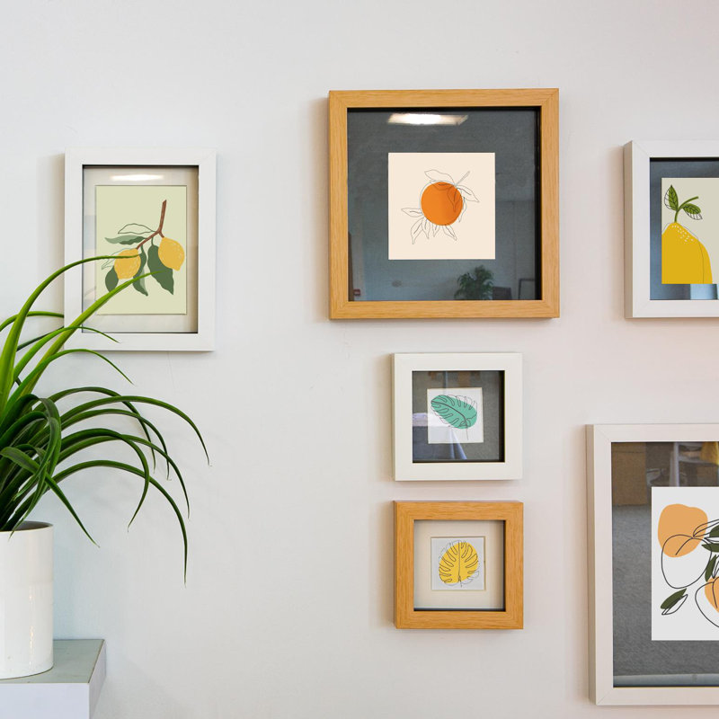 Nicola Spring - 3D Box Photo Frames - 8 x 10" with 4 x 6" Mount, Light Wood/Ivory