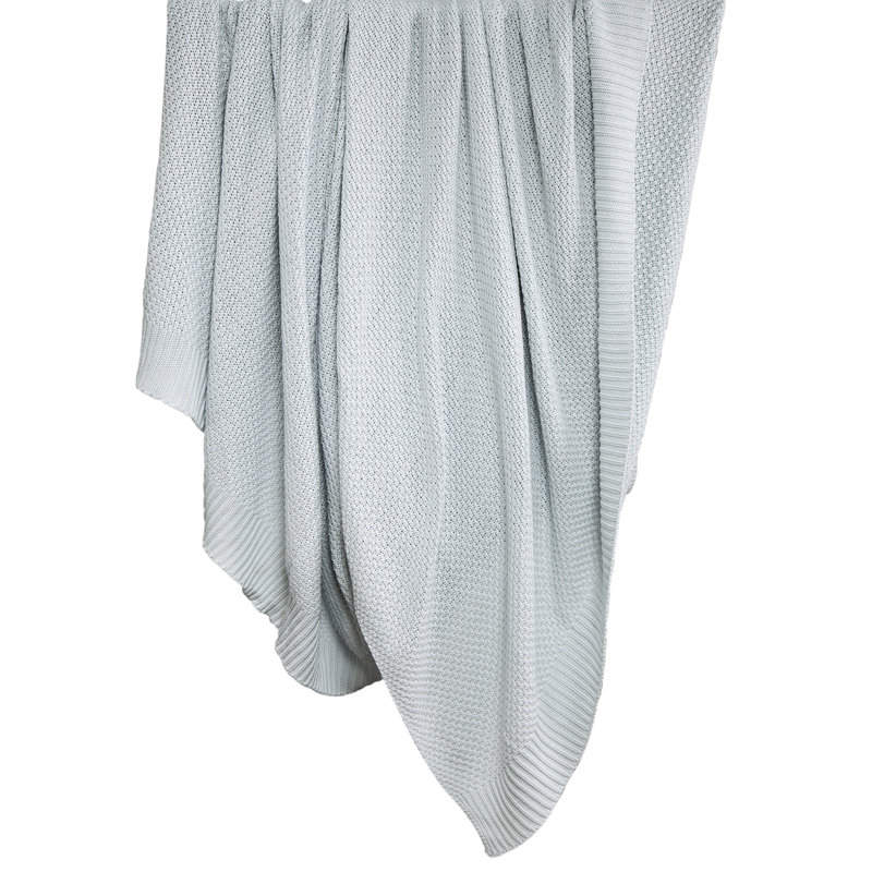 Jeté en coton torsadé classique chic et rustique, Bleu clair, Simple