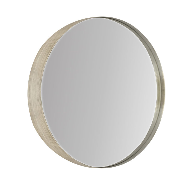 Amelda Alessandrino Round Metal Framed Mirror Ideal for Accent Mirror / Wall Mirror, Nickel