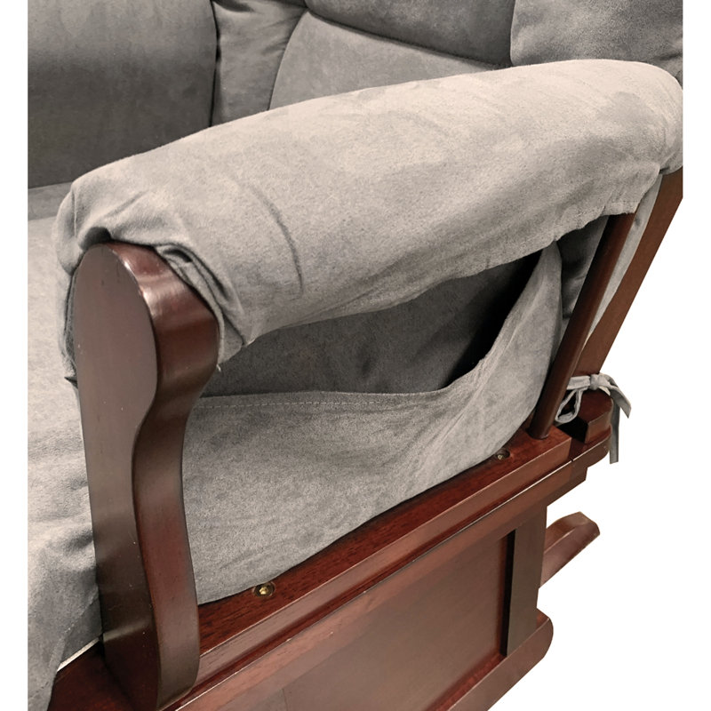 Comfortable And Stylish Glider Chair With Ottoman For Relaxation, Gray Fabric