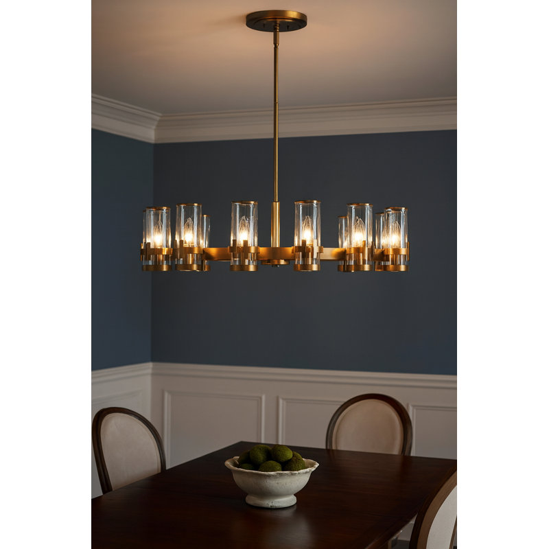 Reeve 12 - Light Unique Wagon Wheel Chandelier, Heritage Brass