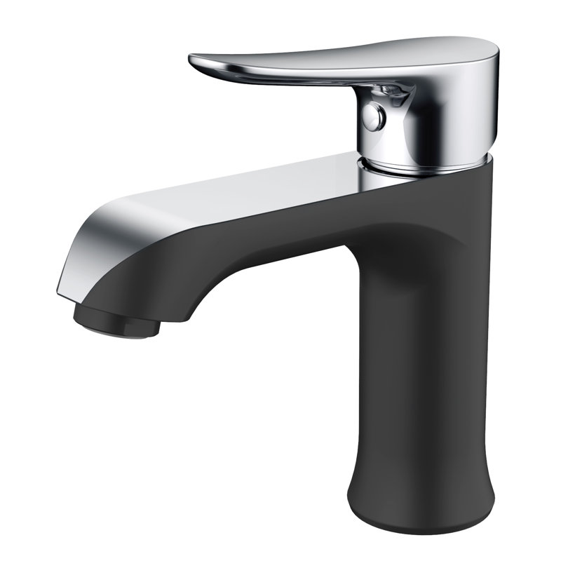 Single-handle Bathroom Faucet with Drain Assembly, Chrome/Black
