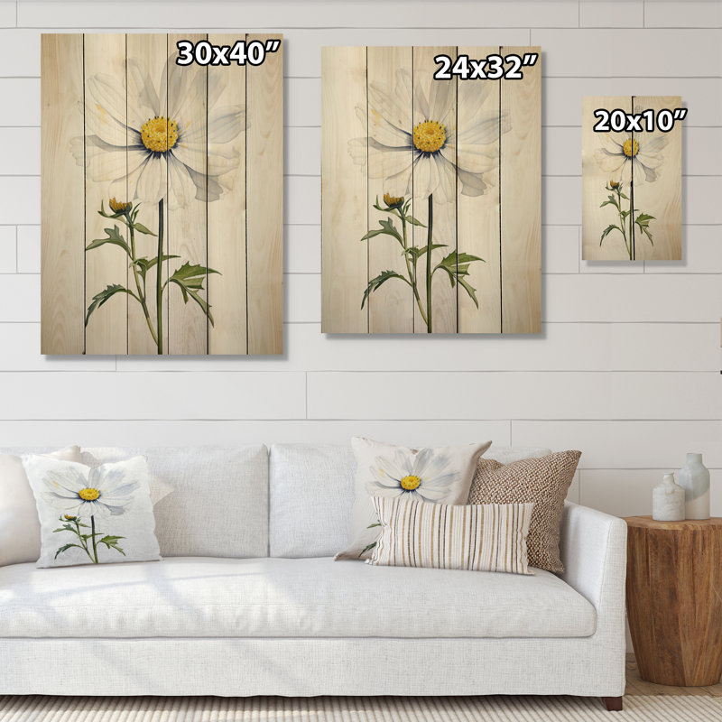 «White Daisies» Sublime Simplicity II sur impression sur bois, H 32 po x l 24 po x P 0,78 po