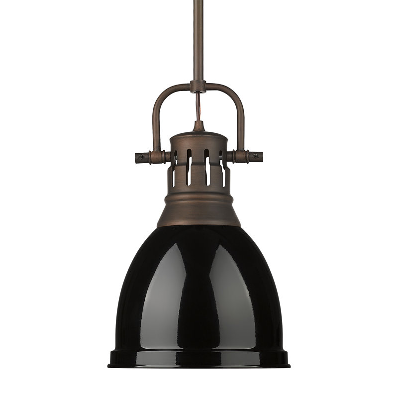 Petit luminaire suspendu avec tige Aljona, H 14,25 po x l 8,875 po x P 8,875 po, Noir, noir, noir, noir, Bronze huilé