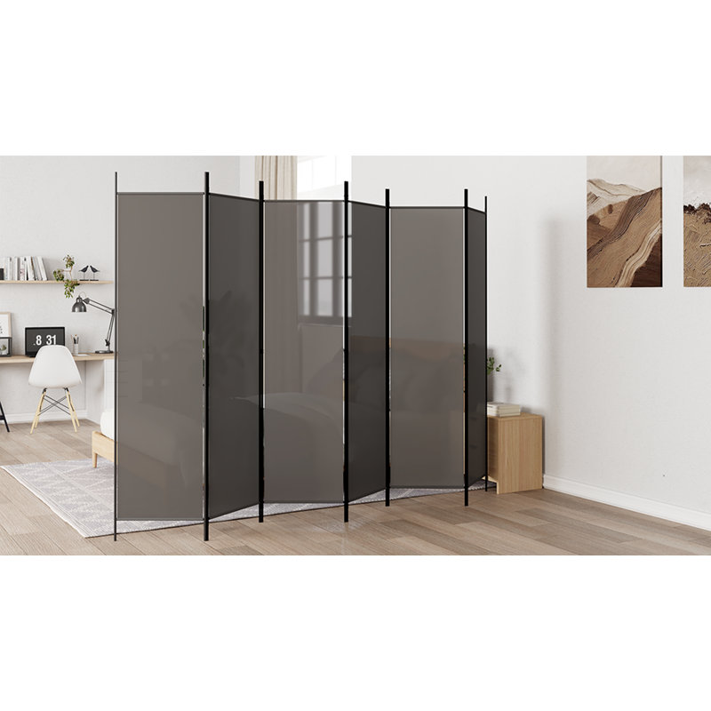 Kasimir Folding Room Divider, 6, Anthracite, 300cm W x 200cm H