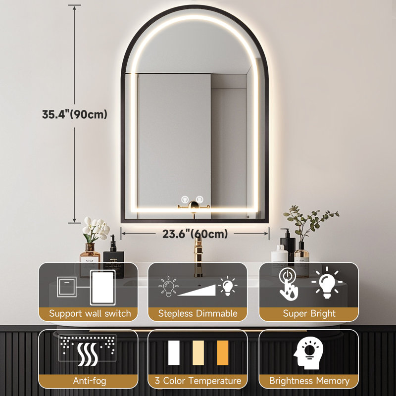 Miroir mural Mauel, Noir