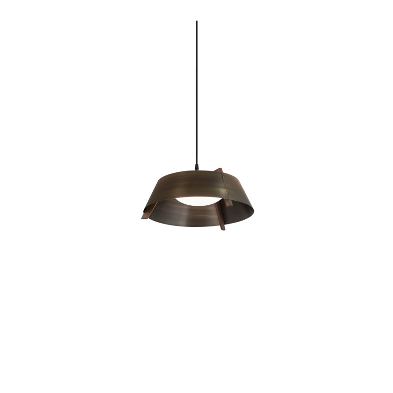 Casia 1 - Light Pendant, Walnut, Gloss White, 5.5" H x 14.25" W x 14.25" D