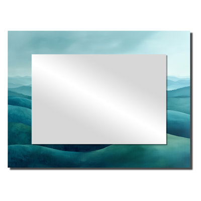 Countryside Rolling Hills In The Mist II - Landscape Decorative Mirror Wall Art - Printed On Metal