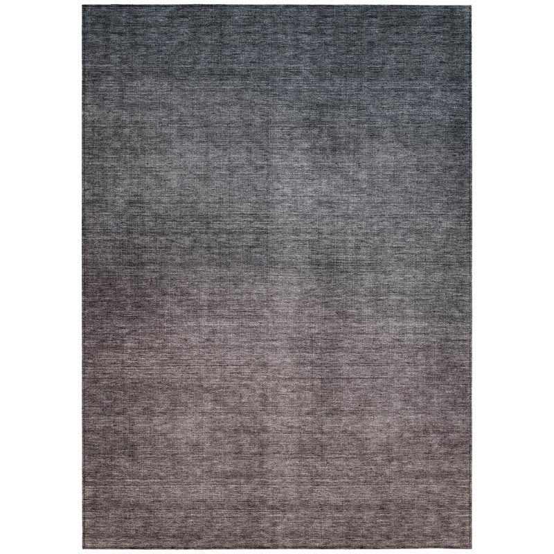 5' X 8' Grey Charcoal And Brown Ombre Washable Indoor Outdoor Area Rug