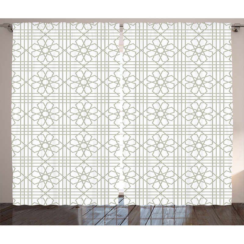 Moroccan Floral Graphic Print Semi-Sheer Rod Pocket Curtain Panels, 54" W x 84" L