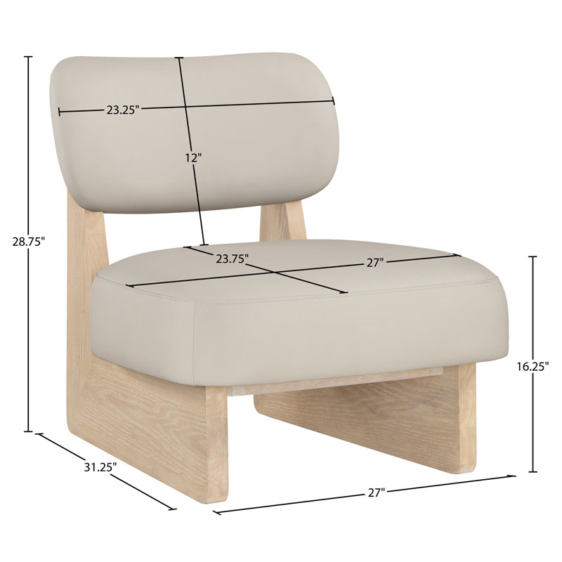 Fauteuil d'appoint en cuir Vetra Lystra, Cuir taupe végétalien, Naturel