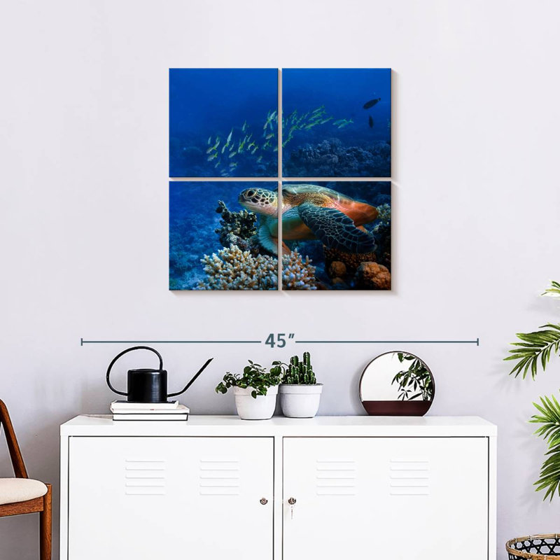 Brampt Corals And Turtle, 26" H x 26" W