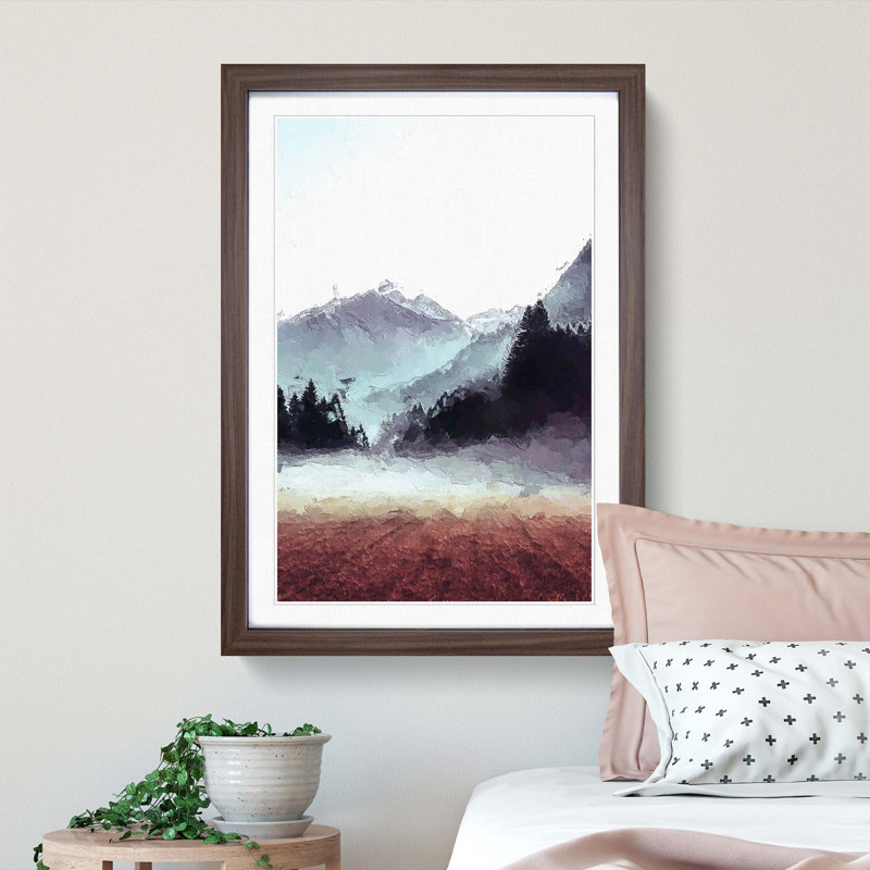 Fog over Luttach in Italy - Picture Frame Painting Print, 36cm H x 27cm W x 2cm D, Walnut Framed