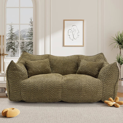 Compressed Sofa, Two-Seat Bean Bag Sofa With Pillows And Armrests For Bedroom Living Room