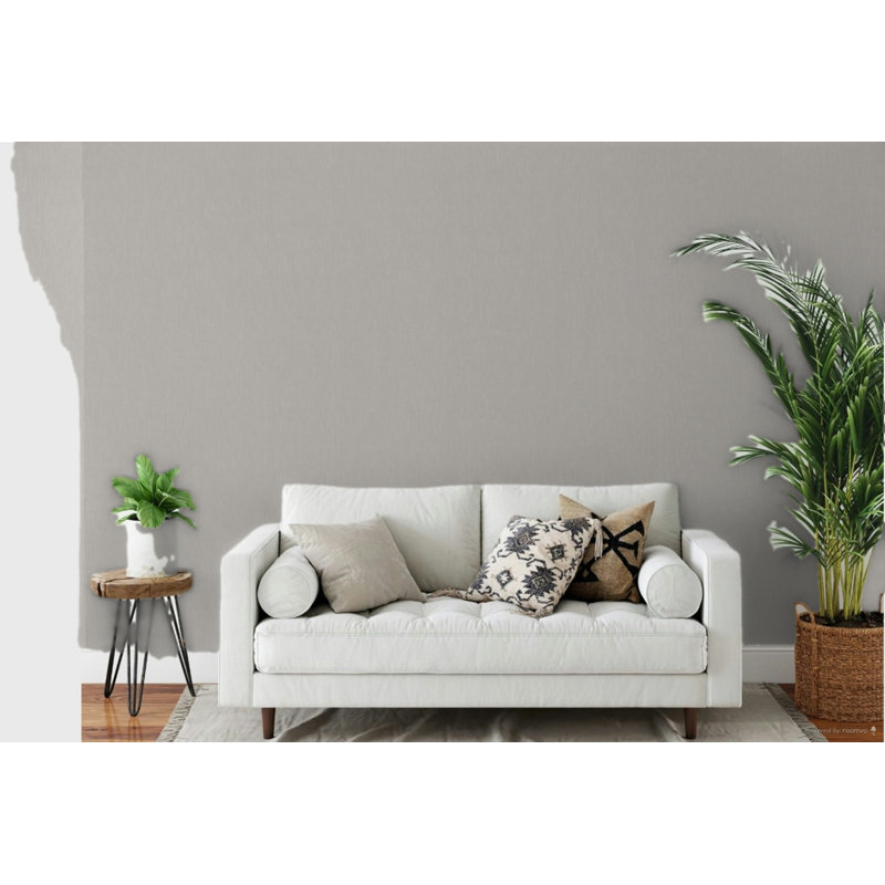 Eden Plain Linen Texture 33' L X 21" W Wallpaper Roll, Dark Gray