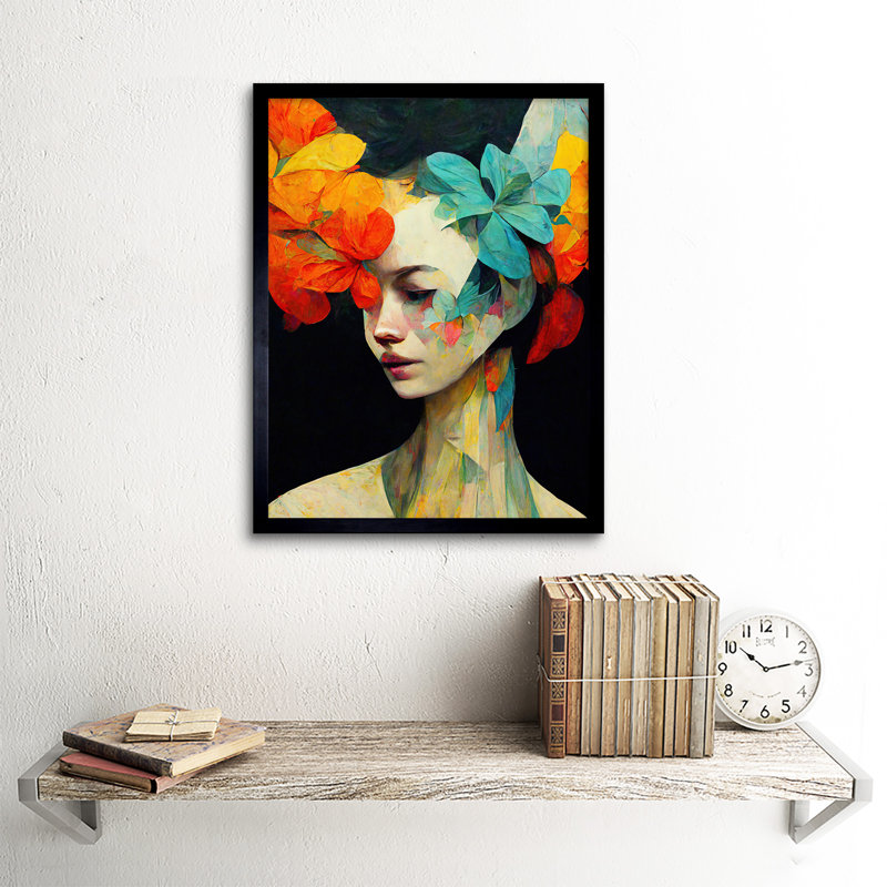 Female Portrait Flower Floral Hair Abstract - Single Picture Frame Print