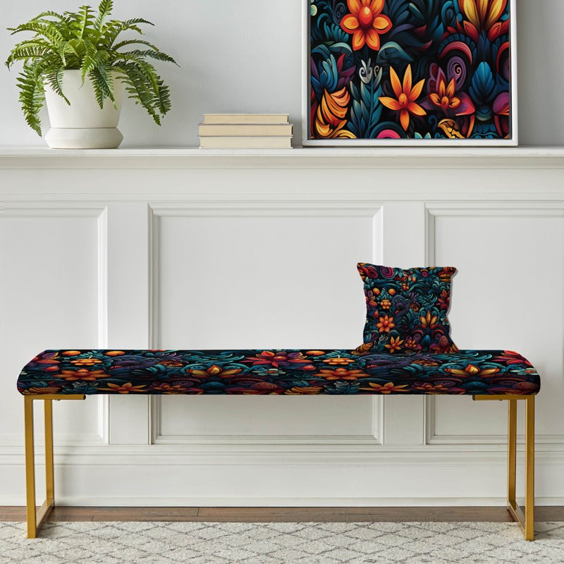 Tropical Fiesta Tropical Pattern - Tropical Upholstered Gold Bench
