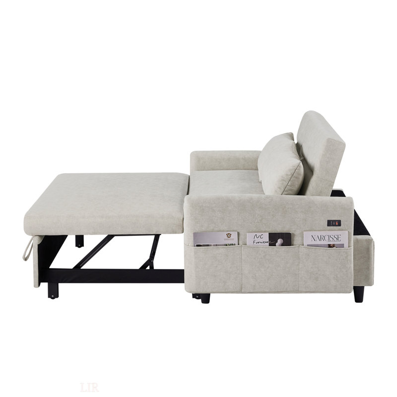 Canapé-lit Divyanshi, Microfibre beige