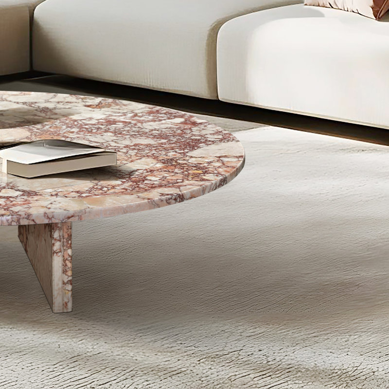 table basse en marbre, 9.8" H x 35.4" L x 35.4" W, Rose