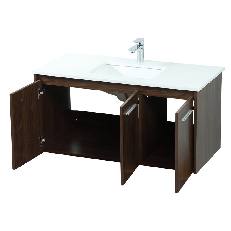 Ensemble de meuble-lavabo mural simple 40 po Goodfellow, Noyer