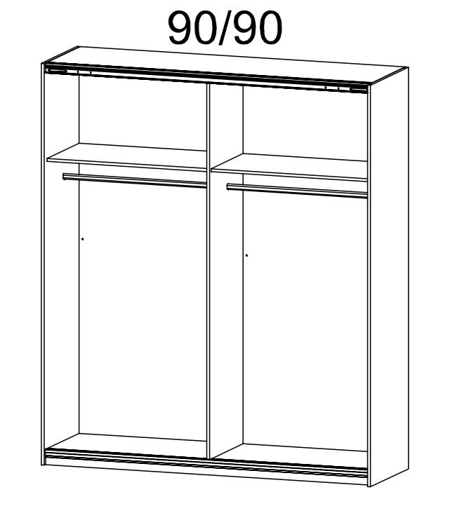 Moita 2 Door Sliding Wardrobe, Grey metallic, 210cm H x 226cm W x 62cm D
