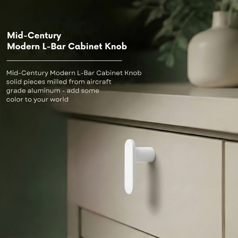 2" Bar Knob, Snow (White), 1"