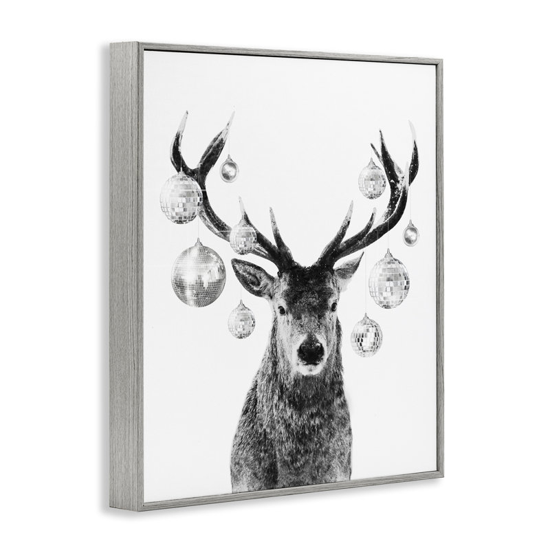 «Deer with Disco Balls», art de la giclée encadrée par Victoria Barnes, Estampe numérique Farmhouse, H 14 po x l 11 po