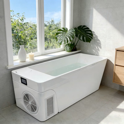 Baignoire glacée en acrylique de qualité supérieure avec refroidisseur - baignoire froide pour la thérapie de récupération et conception durable en blanc d'une seule pièce