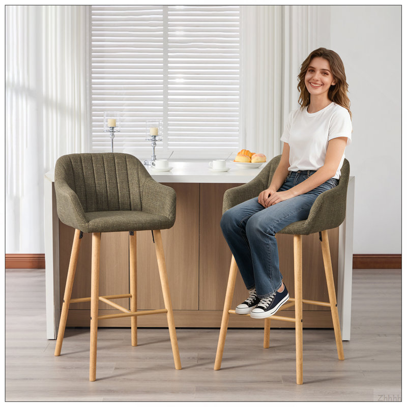 Ensemble de 2 tabourets de bar Modern, Brun olive