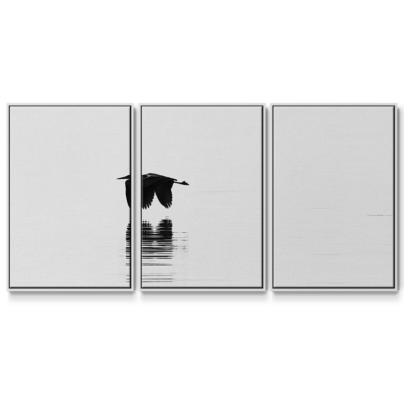 Vol - Toile encadrée multi-pièces, H 36 po x l 75 po x P 2 po, Blanc
