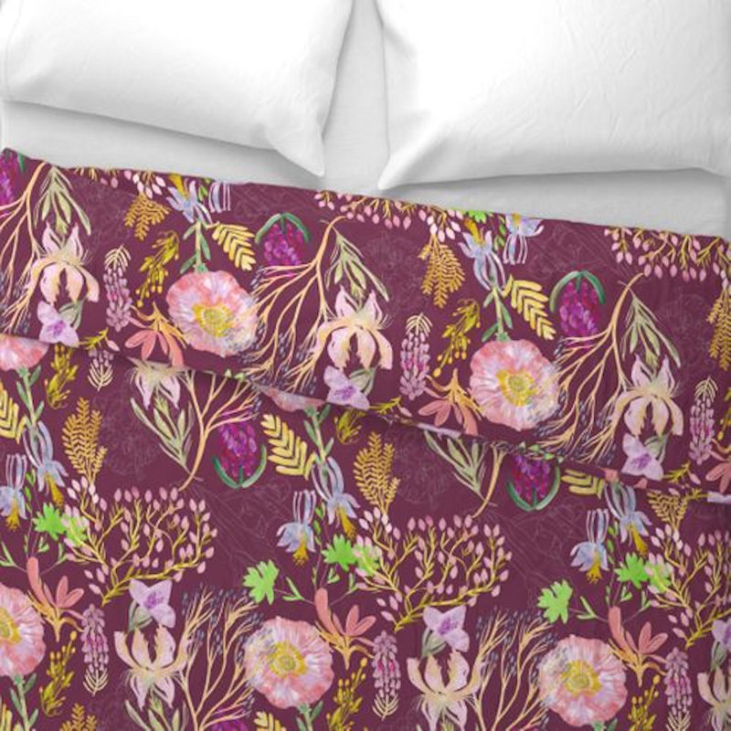 Jubilation Duvet Cover, King Duvet Cover, Maroon