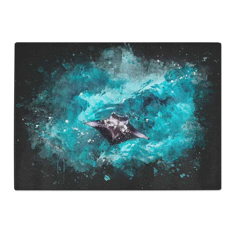 Manta Ray Paint Splash Chopping Board, 20cm W x 28.5cm L