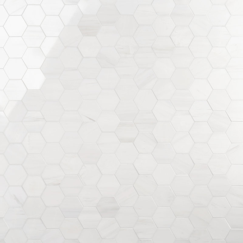 Carreau de mosaïque en nid d'abeille en marbre 10,37 po x 12 po Bianco
