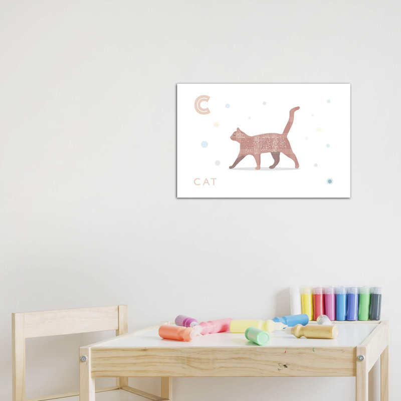 Chat - impression d'art graphique, H 40 po x l 60 po x 1,5 po, Pas de tapis, Toile tendue