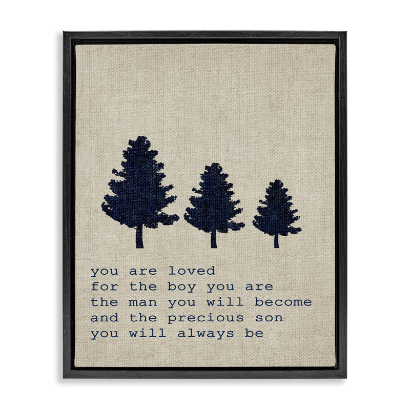 «You Are Loved Son Trees», art mural sur toile par Daphne Polselli, Cadre flottant noir de jais, L 17 po x H 21 po