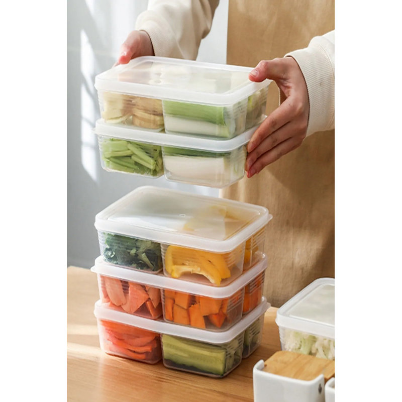 Durable Storage Box Set (6 Pieces), Transparent Plastic, 8.3 x 8.3 x 6.3 inches | 100% BPA-Free Material, 33.8 Fl Oz Each | Dishwasher Safe, Ideal for Organizing Kitchen, Office & Home | Versatile & Space-Saving Design