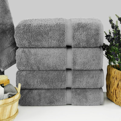 Linge turc | Serviettes turques 100% coton de qualité supérieure Hotel & Spa | Doux et absorbant (serviettes de bain 4 pièces, gris)