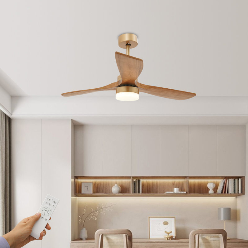 47.2in Ceiling Fan Light 3 Blade Fandelier with Lamp 3 Color LED Ceiling Fan Fixture with Remote Control for Bedroom Living Room Indoor Use