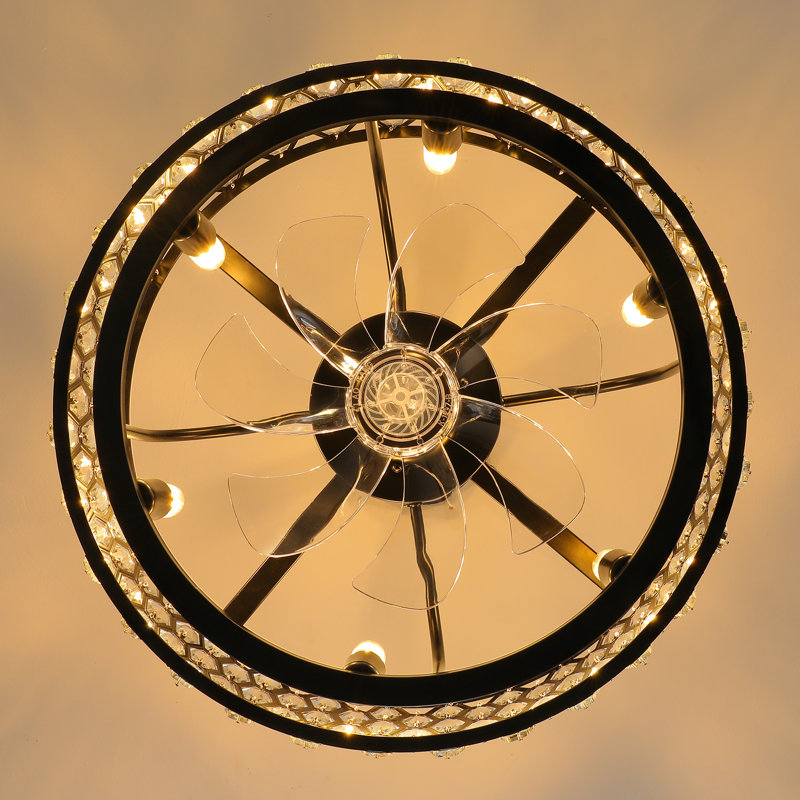 Ventilateur de plafond en cristal 20 po avec ensemble d'éclairage et télécommande, Brushed Gold
