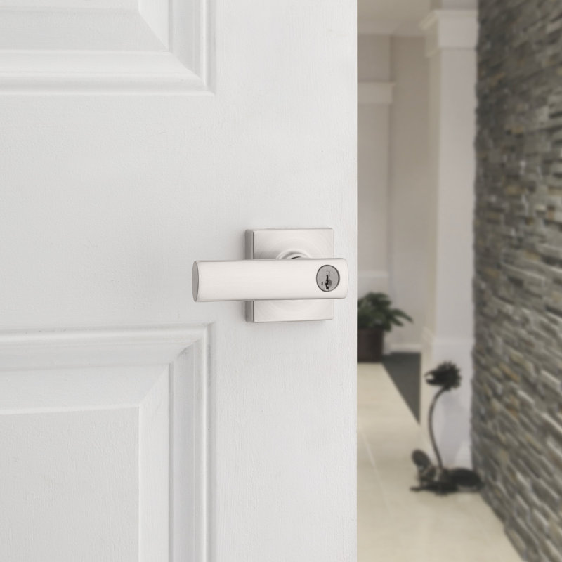 Levier de porte à clé bretonne avec rosette bretonne et SmartKey, Nickel satiné