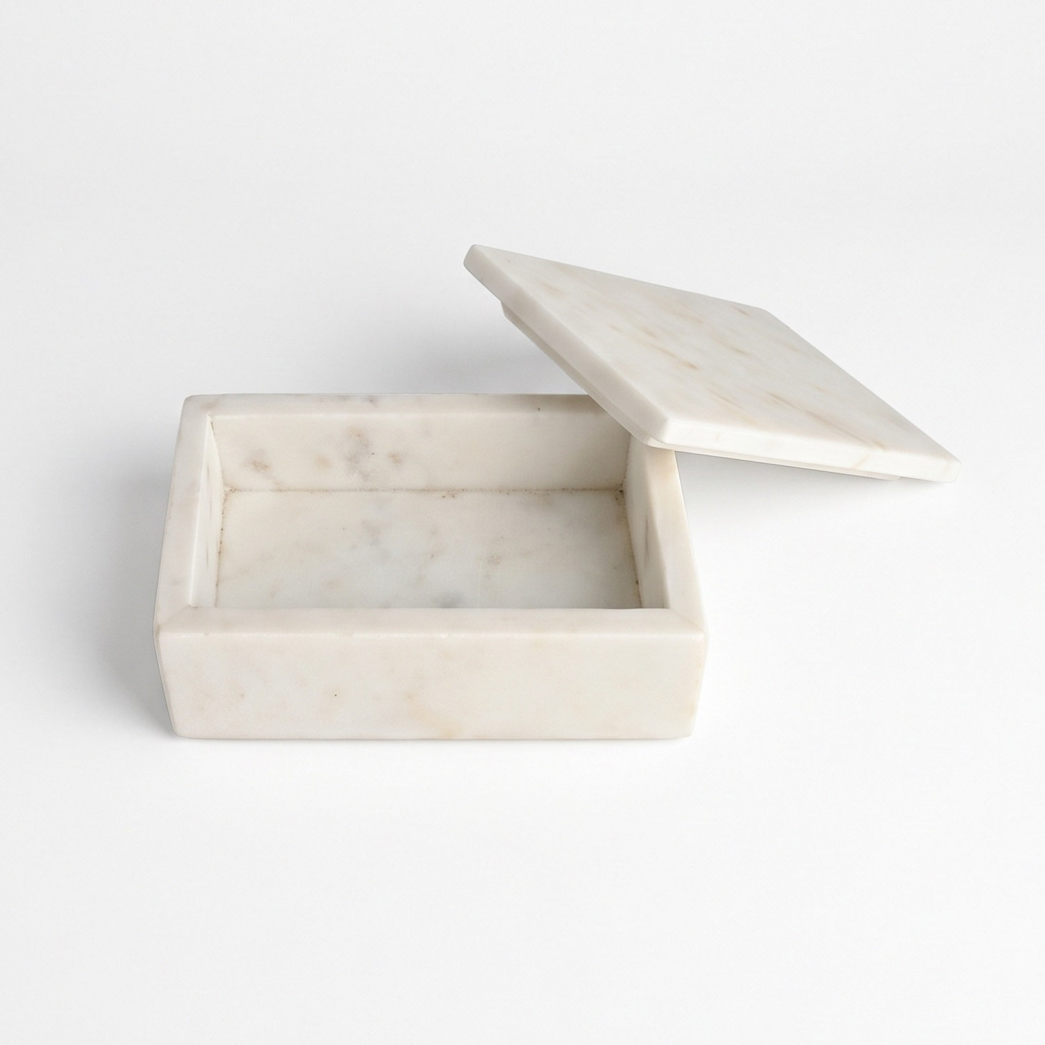 Matheson Modern Marble Rectangle Box, White