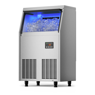 200 Lb. Daily Production Cube Clear Ice Stainless Steel Commercial Freesfanding Ice Maker Machine