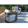 3 Pc. Modern Wicker Swivel Seating Group With Sintered Stone Accent Table