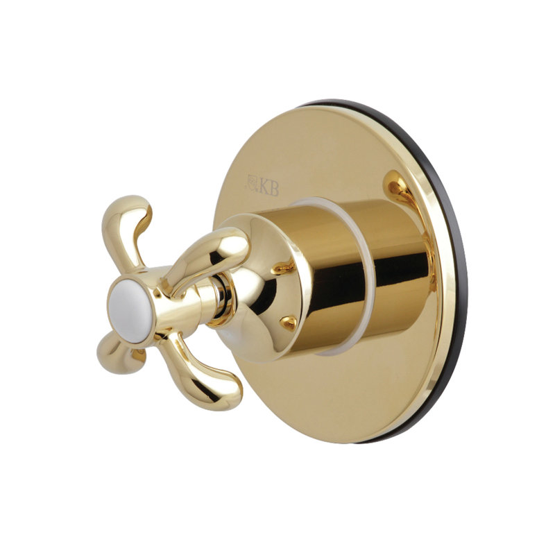Kingston Brass Single-Handle Wall Mount Three-Way Diverter Valve with Trim Kit, Polished Brass