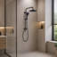 Ensemble de douche Exposed Combo avec pomme de douche à effet pluie de 10 pouces et système de douche à main à 3 fonctions fixé au mur (valve brute non incluse)-136061534