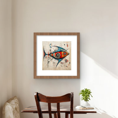 Abstract Fish - Animals Bathroom Framed Matted Print Decor
