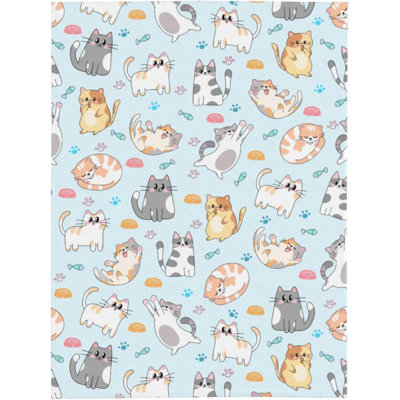 Cute Cat Blanket 50"x60" Cats Throw Blankets Soft Cozy Throws Warm Lightweight Plush Fleece Throw Blanket for  Gift Bed Couch Sofa