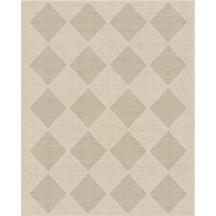 Kehr Basalt Beige Moroccan Diamond Flatwoven Rug – Easy Clean & Durable