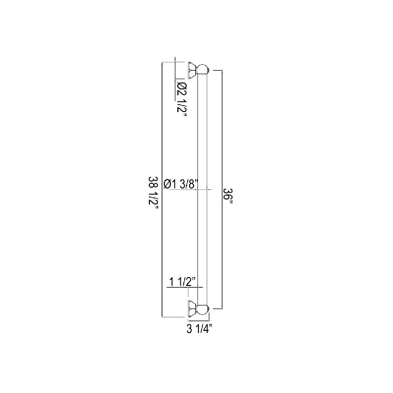 Palladian 18" Grab Bar, Polished Chrome, 38.5" W