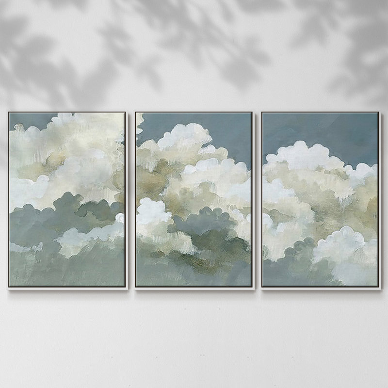 Big Clouds III 3 pièces, H 36 po x l 75 po x P 2 po, Blanc